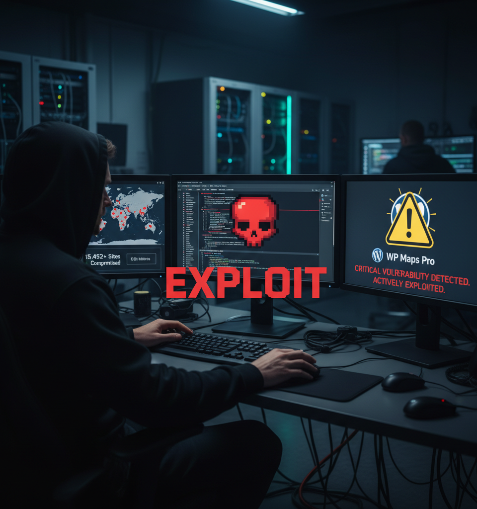Critical Vulnerability in WP Maps Pro Plugin Actively Exploited on 15,000+ WordPress Sites — AI-generated illustration