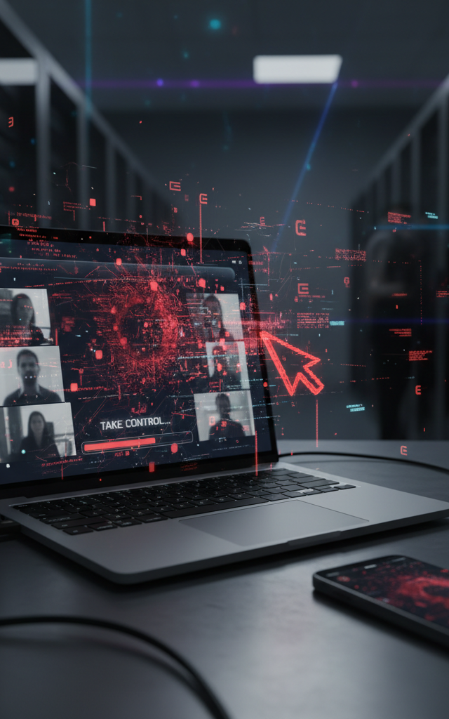 Critical Zoom Screen-Sharing Vulnerability Enabled Full Device Takeover — AI-generated illustration