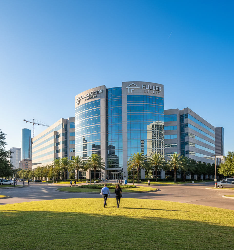 Cross Ocean Partners, Fuller Realty Acquire 829,000 SF Houston Office Campus — AI-generated illustration