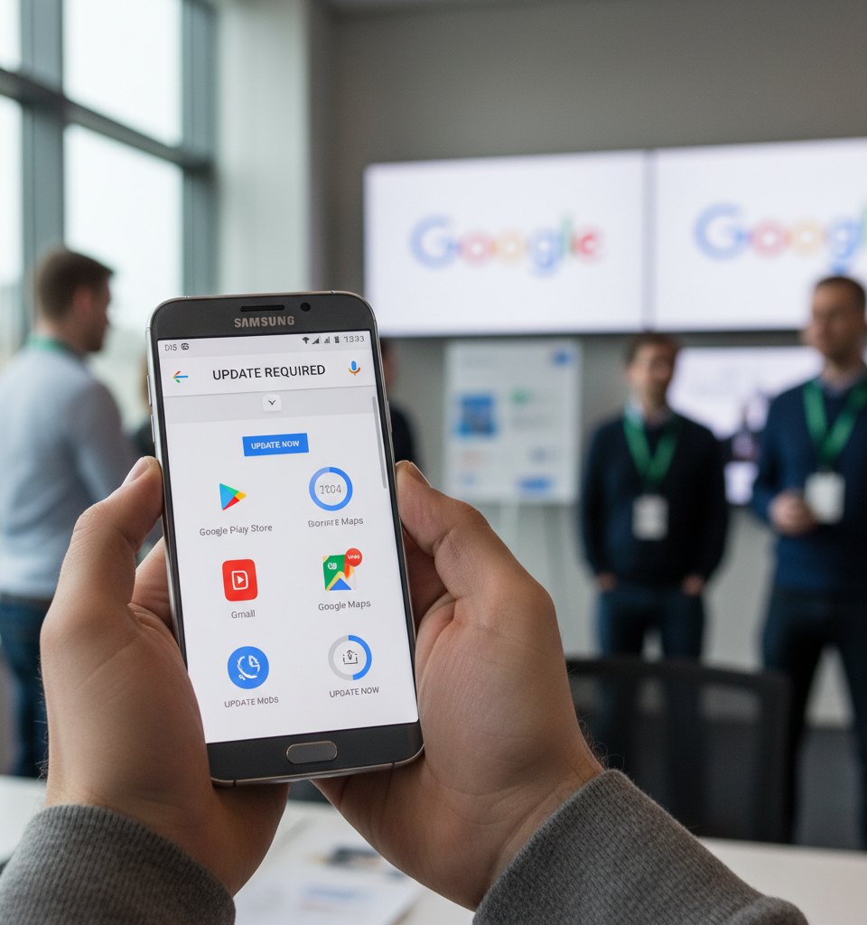 Crucial Google Services on Samsung Phones May Require Manual Updates — AI-generated illustration
