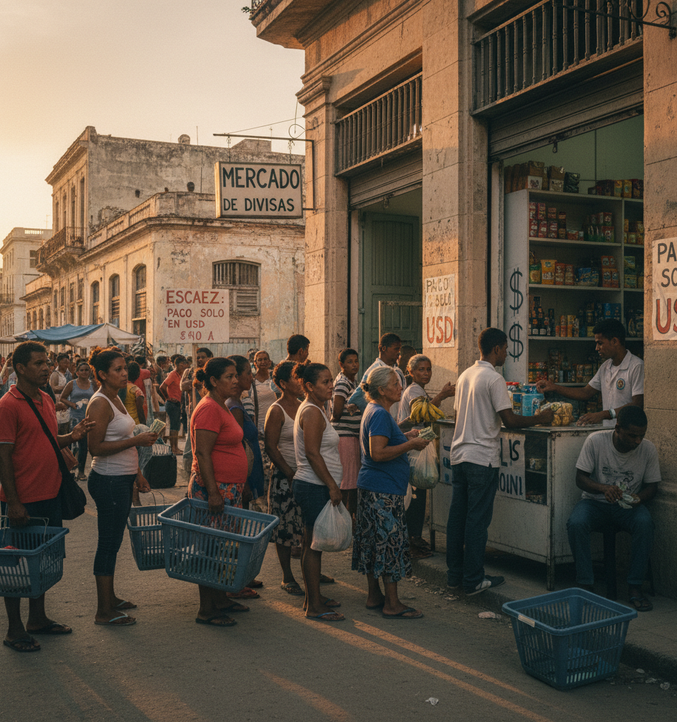 Cuba's Economic Crisis Deepens: Basic Goods Shift to US Dollar Amid Scarcity — AI-generated illustration