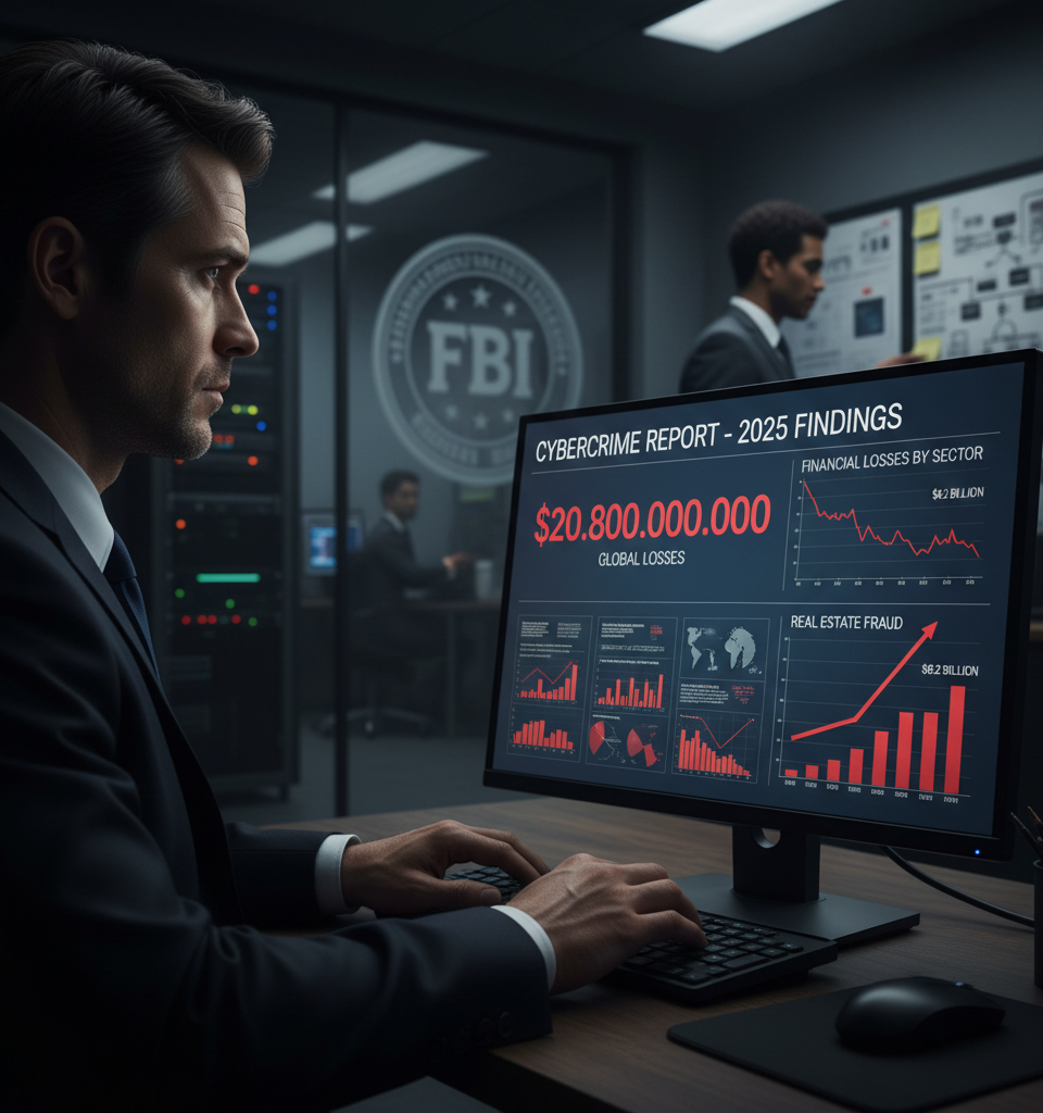 Cybercrime Losses Soar to $20.8 Billion in 2025; Real Estate Fraud a Critical Threat, FBI Reports — AI-generated illustration