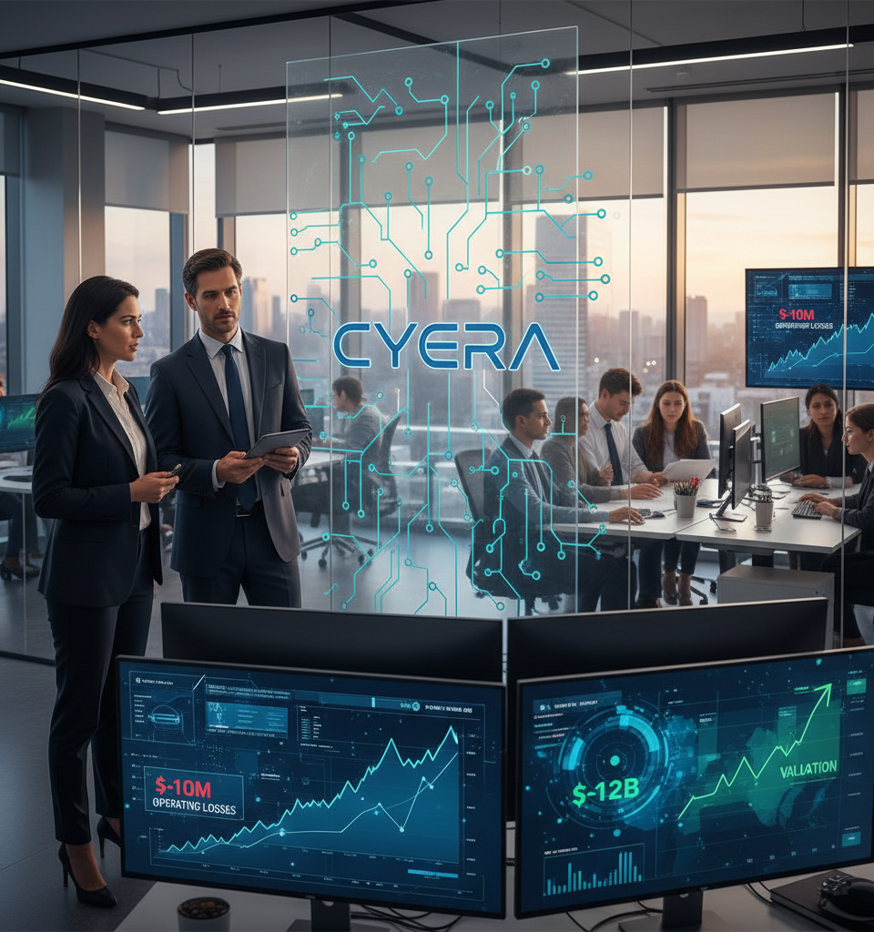 Cyera Poised for $12 Billion Valuation in Impending Funding Round, Despite Operating Losses — AI-generated illustration