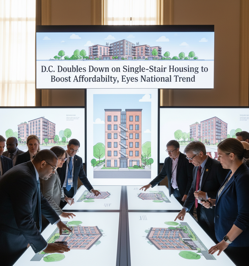 D.C. Doubles Down on Single-Stair Housing to Boost Affordability, Eyes National Trend — AI-generated illustration