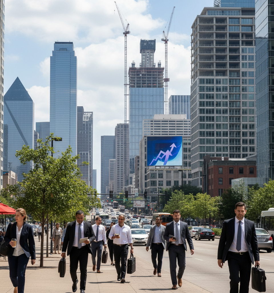 Dallas-Fort Worth's Population Boom Fuels Office Market Resilience Amid National Headwinds — AI-generated illustration