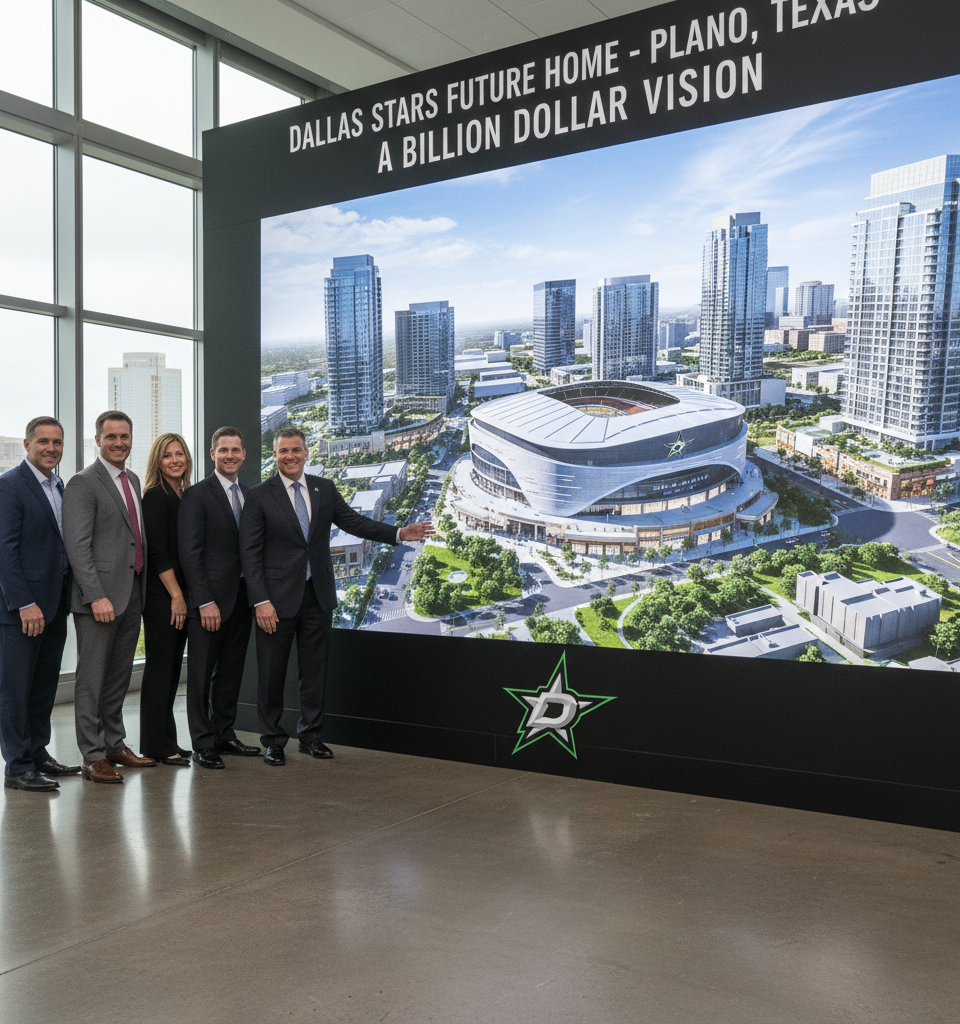 Dallas Stars Unveil Ambitious $1 Billion Mixed-Use Project with New Arena in Plano — AI-generated illustration