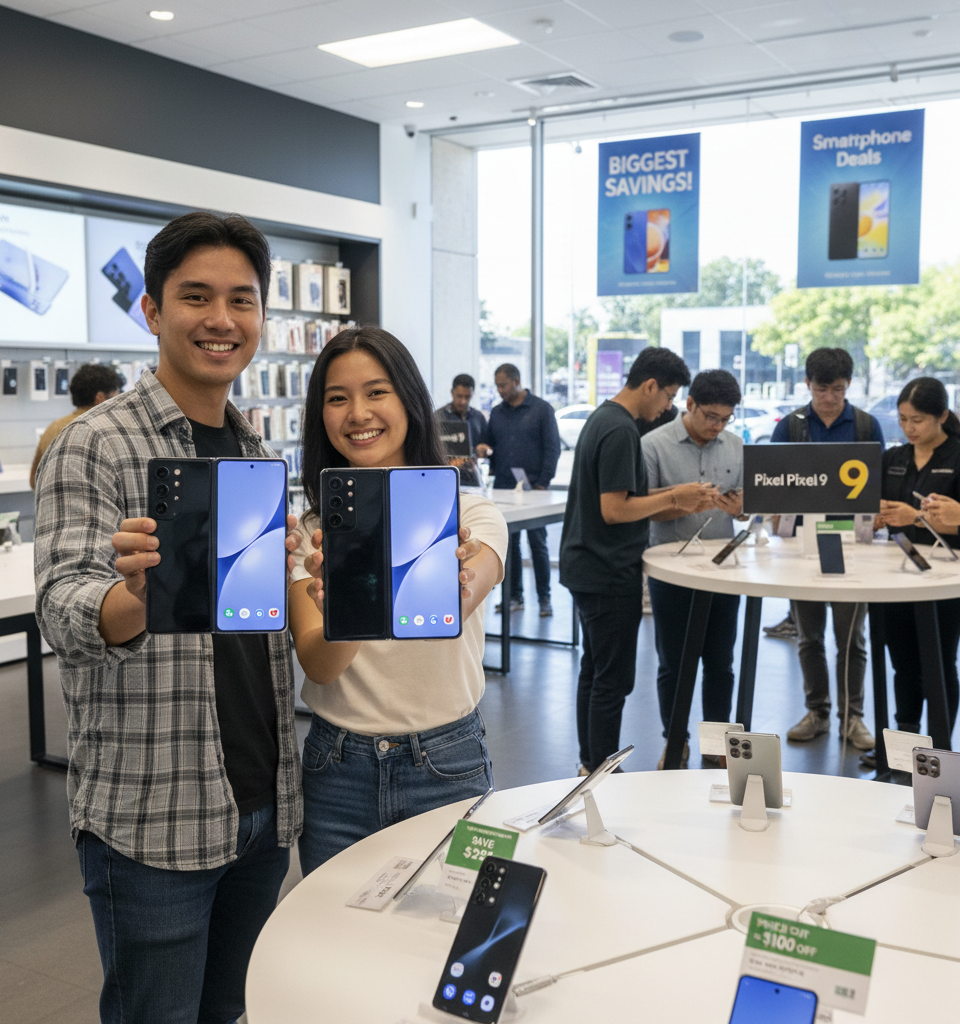 Deals: Galaxy S26 series, Galaxy Z Flip7 discounted, Pixels get price cuts — AI-generated illustration
