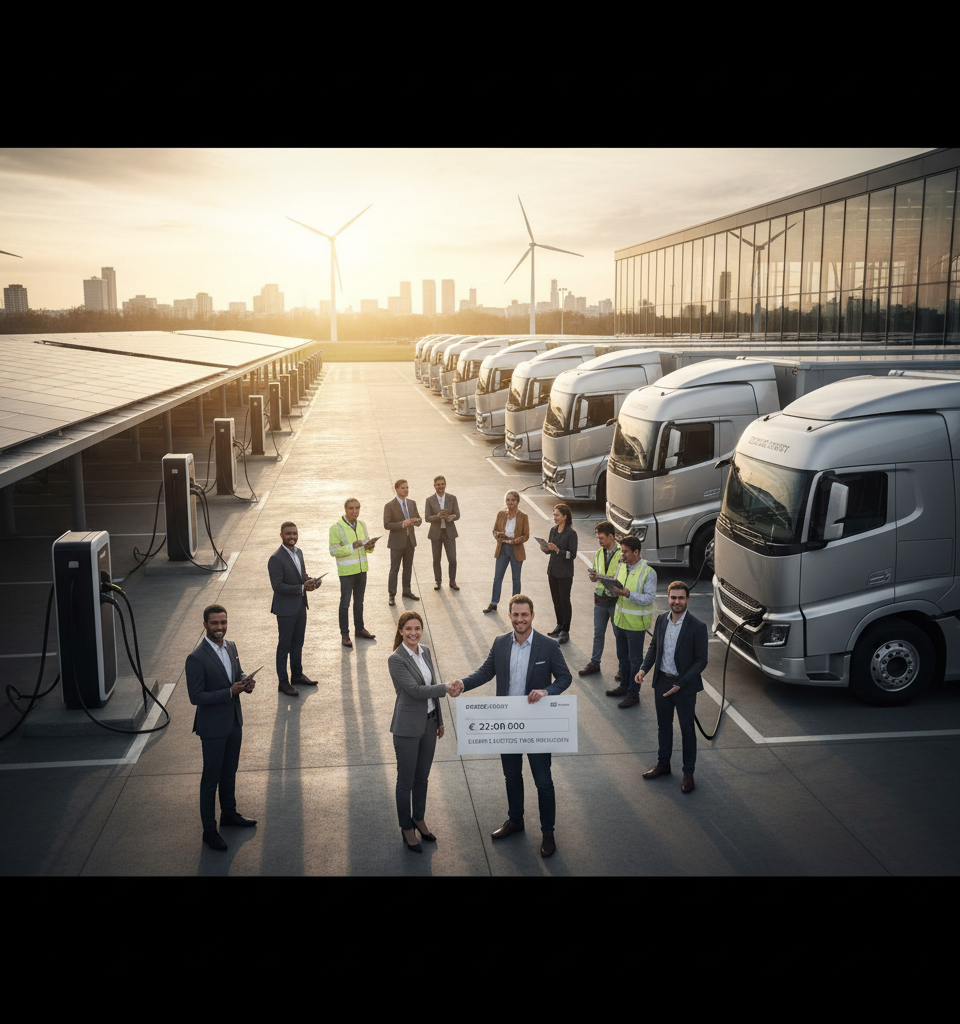 Decade Energy Secures €22M to Power Europe's Electric Truck Revolution — AI-generated illustration