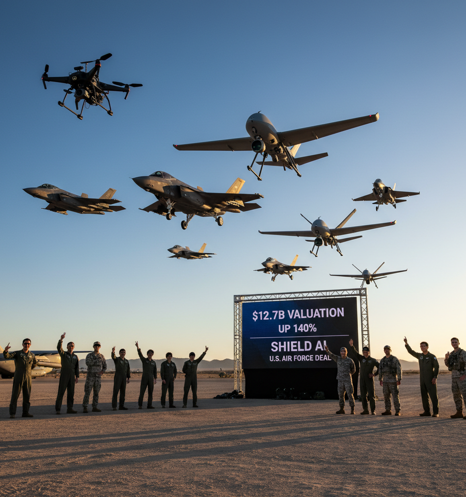 Defense startup Shield AI lands $12.7B valuation, up 140%, after U.S. Air Force deal — AI-generated illustration