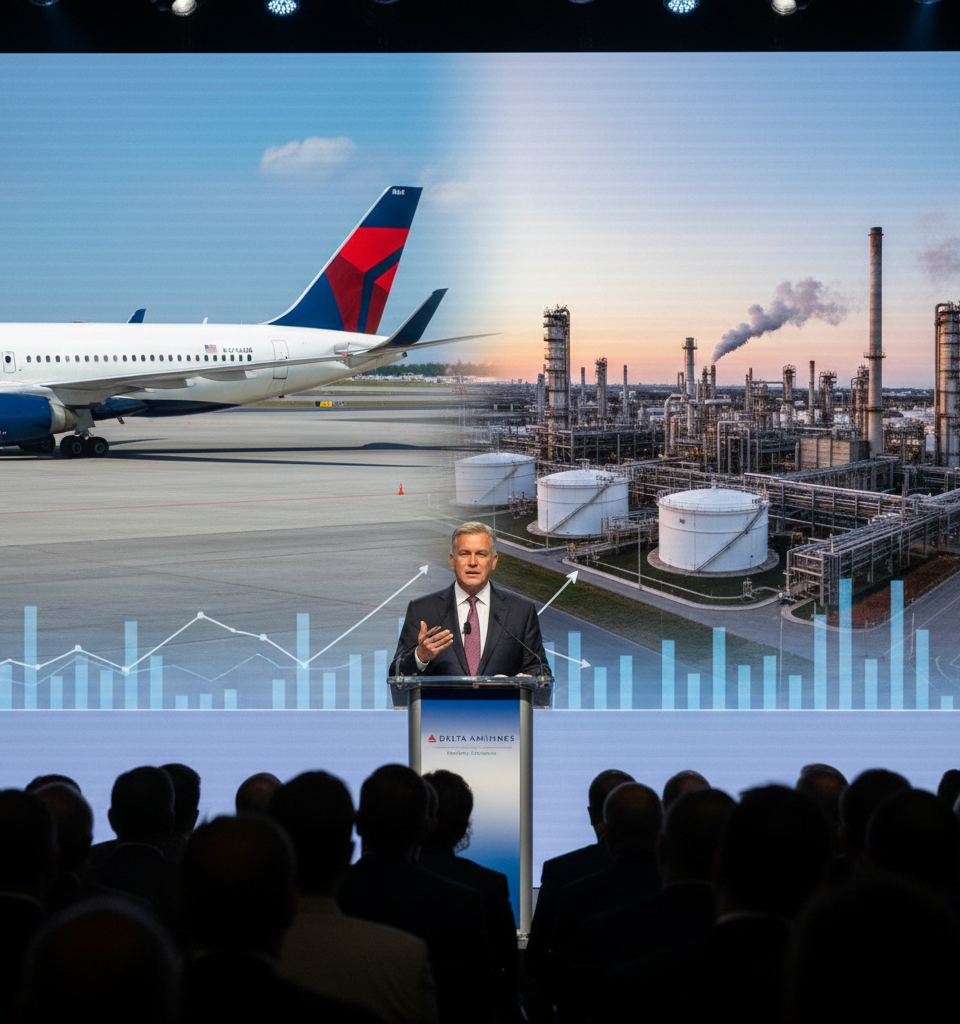 Delta Air Lines to Slash Growth Amid Soaring Fuel Costs, Refinery Poised for $300M Boost — AI-generated illustration