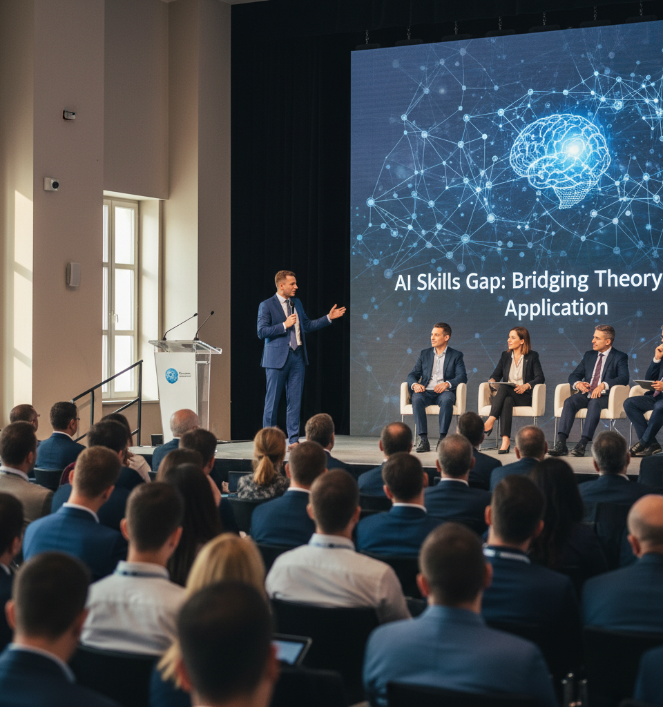 Denis Brovarnyy Tackles AI Skills Gap: Bridging Theory and Practical Tech Application — AI-generated illustration