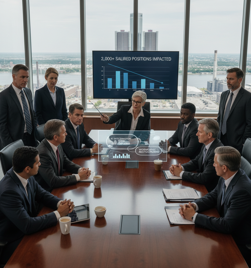 Detroit Automakers Shed Over 20,000 Salaried Jobs Amid AI and Tech Shift — AI-generated illustration