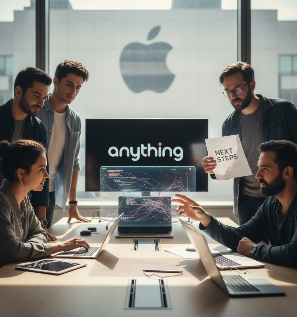 Developers behind vibe coding app Anything detail next steps after months-long fight with Apple — AI-generated illustration