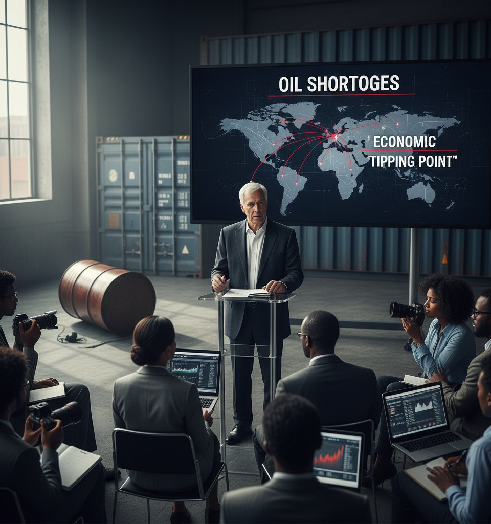 DHL CEO Sounds Alarm: Persistent Oil Shortages Threaten Economic 'Tipping Point' — AI-generated illustration