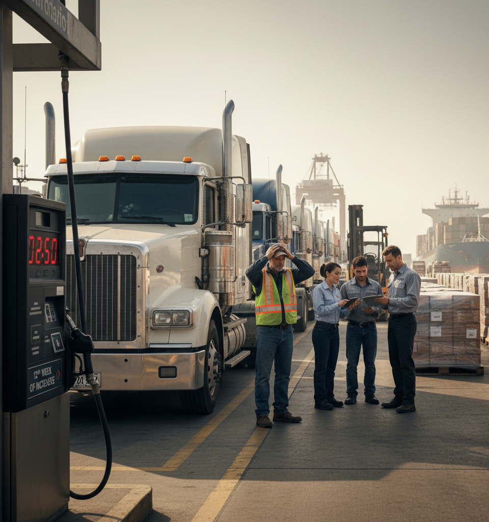 Diesel Prices Surge for 12th Consecutive Week, Fueling Supply Chain Woes — AI-generated illustration