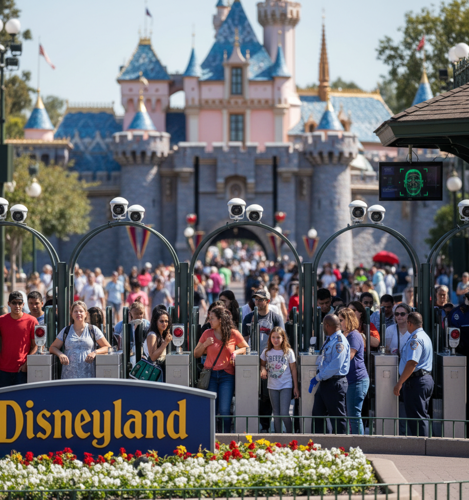 Disneyland Implements Facial Recognition: A New Era for Park Security and Privacy Concerns — AI-generated illustration