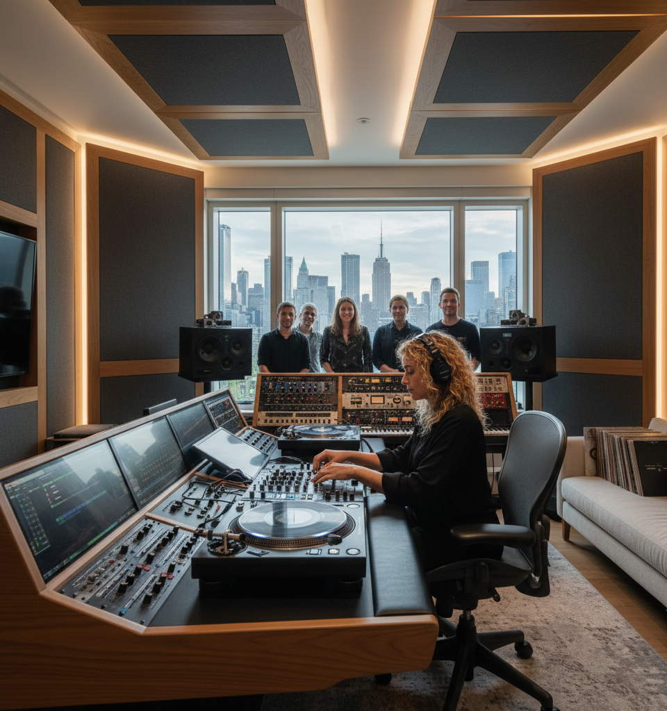 DJ Samantha Michelle Unveils State-of-the-Art Private Recording Studio in New York Apartment — AI-generated illustration