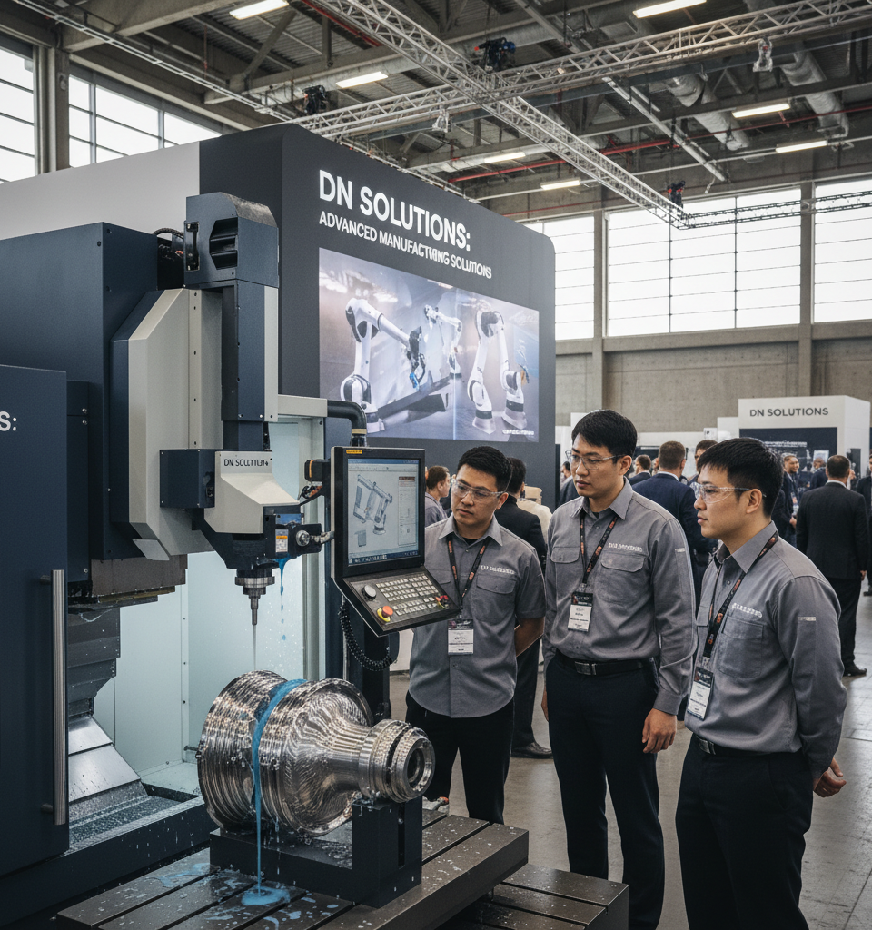 DN Solutions Showcases Advanced Manufacturing Solutions for Complex Parts and Staffing Challenges — AI-generated illustration