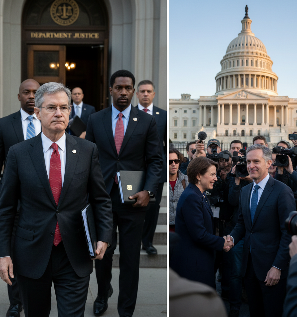 DOJ Closes Powell Probe, Paving Way for Warsh Fed Chair Nomination — AI-generated illustration