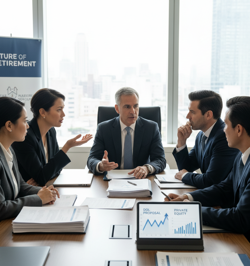 DOL Proposal Paves Way for Private Equity in 401(k)s, Sparking Debate Over Risk and Return — AI-generated illustration