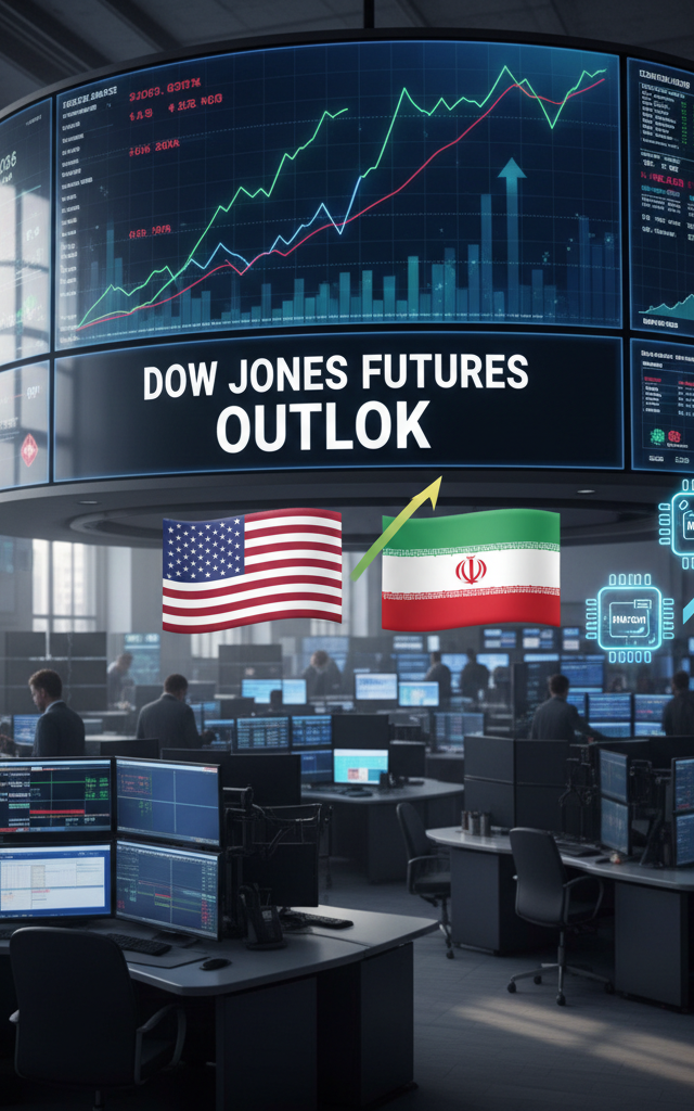 Dow Jones Futures Outlook: Geopolitical Tensions and Tech Stock Signals Ahead of Trading — AI-generated illustration