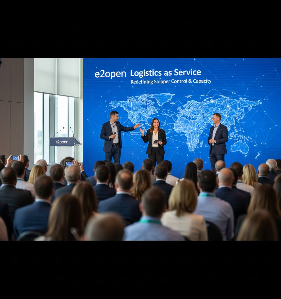 e2open's Logistics as a Service Redefines Shipper Control Amidst Capacity Challenges — AI-generated illustration