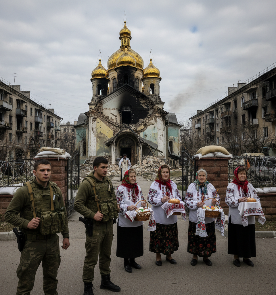 Easter Truce Falls Short: Ukrainians Remain Wary Amidst Lingering Conflict Fears — AI-generated illustration