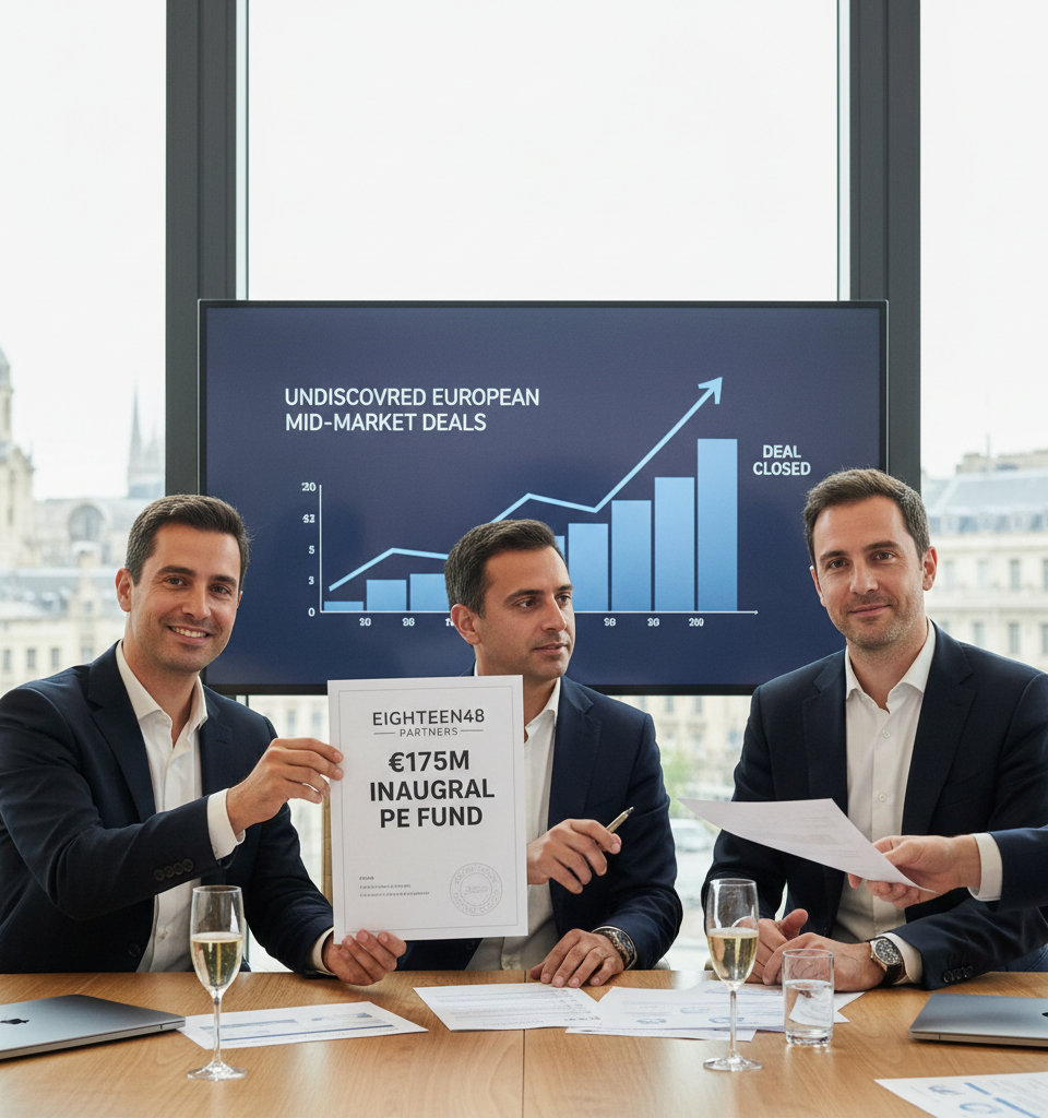 Eighteen48 Partners Secures €175M for Inaugural PE Fund, Targets Undiscovered European Mid-Market Deals — AI-generated illustration