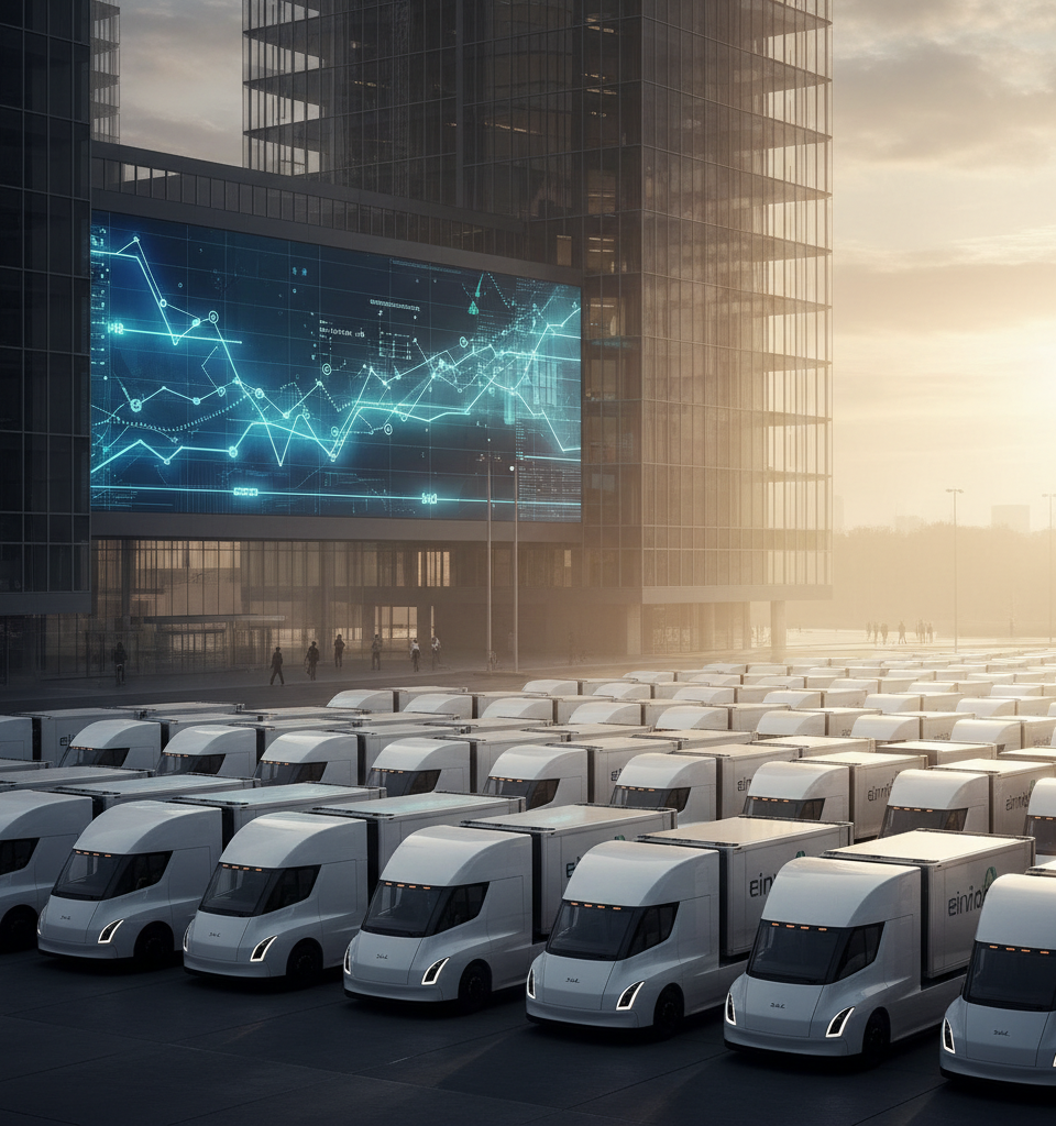 Einride to Integrate 500 Tesla Electric Trucks into North American Fleet — AI-generated illustration