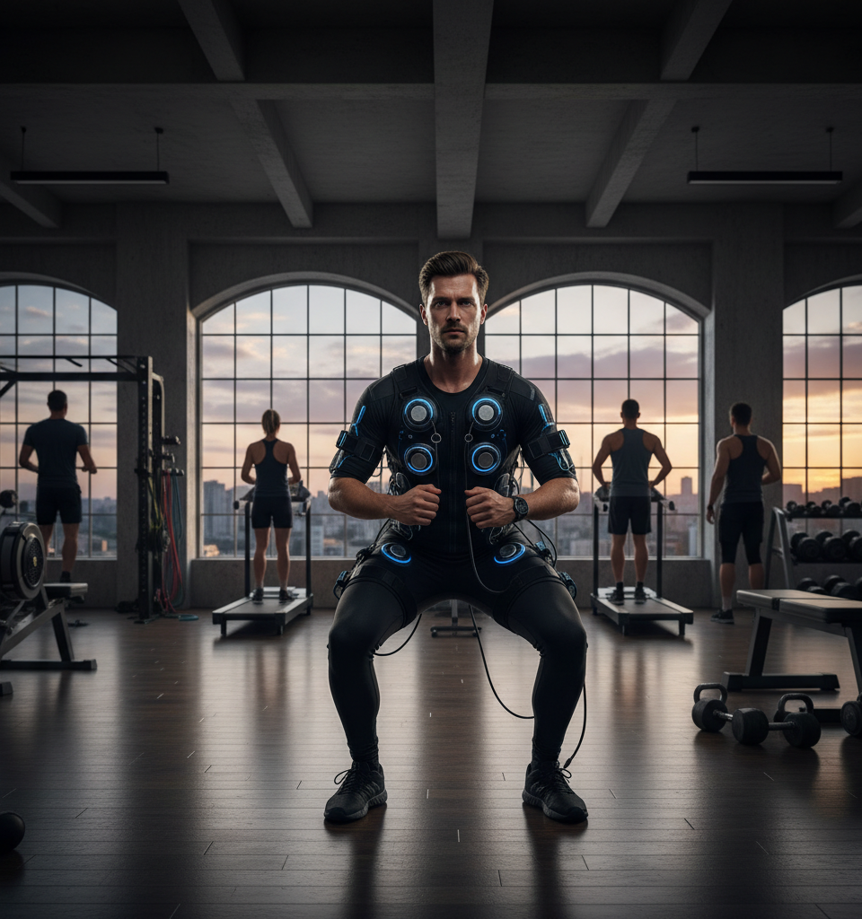 Electrifying Fitness: One Journalist's Two-Month Dive into EMS Suit Workouts — AI-generated illustration