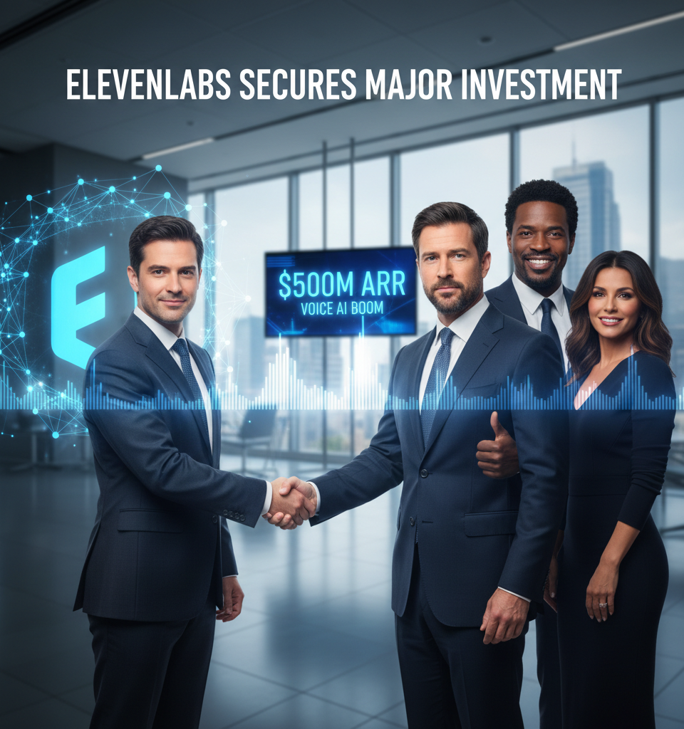 ElevenLabs Secures Major Investment from BlackRock, Jamie Foxx; Achieves $500M ARR Amidst Voice AI Boom — AI-generated illustration