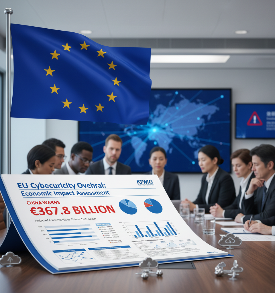 EU Cybersecurity Overhaul: China Warns of €367.8 Billion Economic Hit — AI-generated illustration