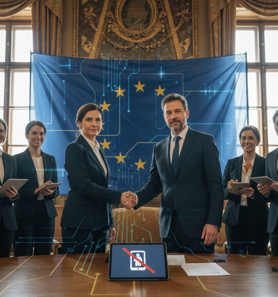 EU Reaches Landmark AI Act Deal: Compliance Extended, Nudification Apps Banned — AI-generated illustration