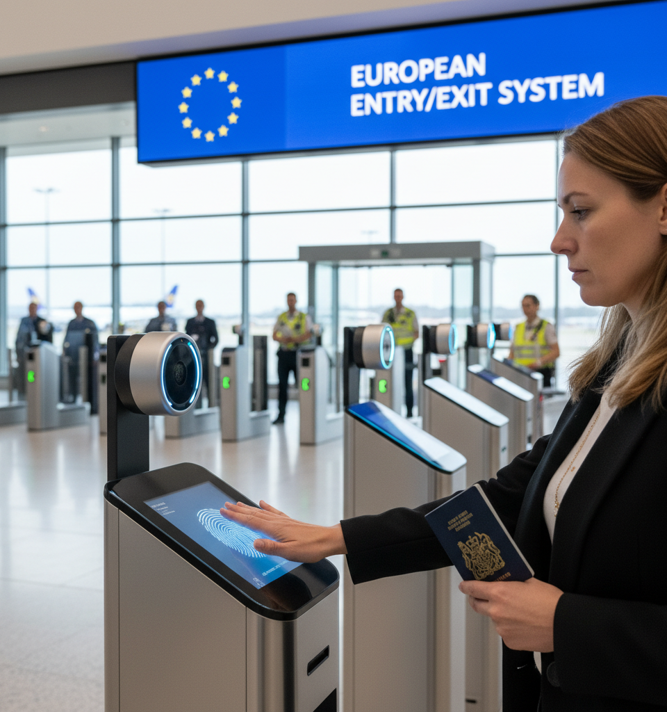 EU's EES System Launches: Fingerprints and Photos Now Required for UK Travelers — AI-generated illustration