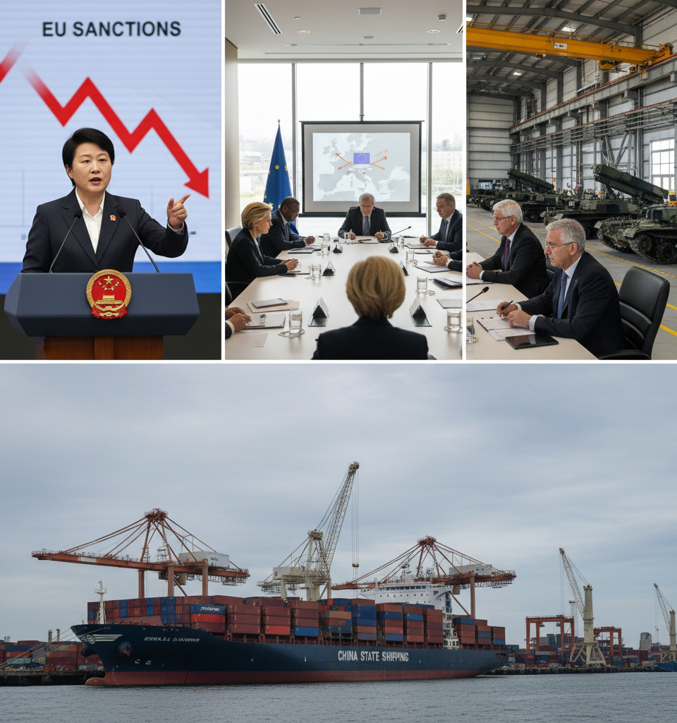 EU Sanctions on Chinese Firms Spark Beijing's Retaliation Threat Over Military Aid to Russia — AI-generated illustration