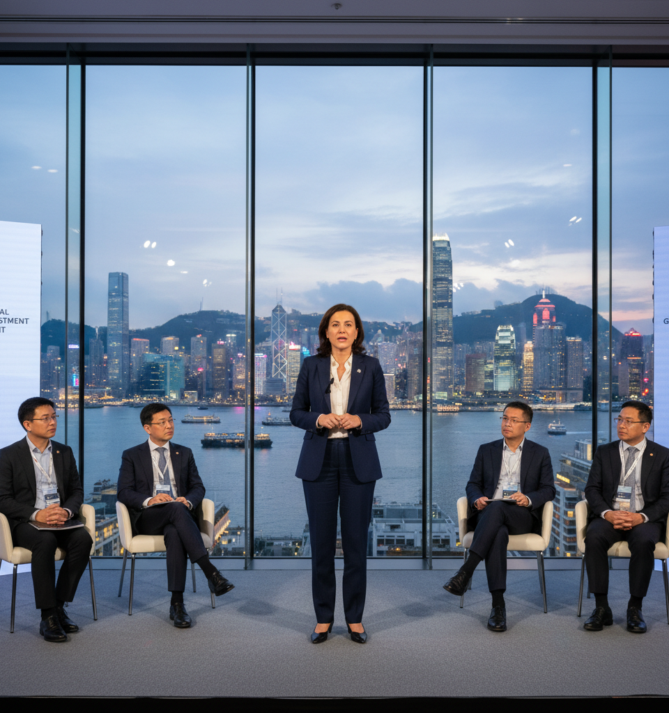 Euroclear CEO Valerie Urbain Positions Firm as Asia-Europe Bridge Amidst Geopolitical Volatility — AI-generated illustration