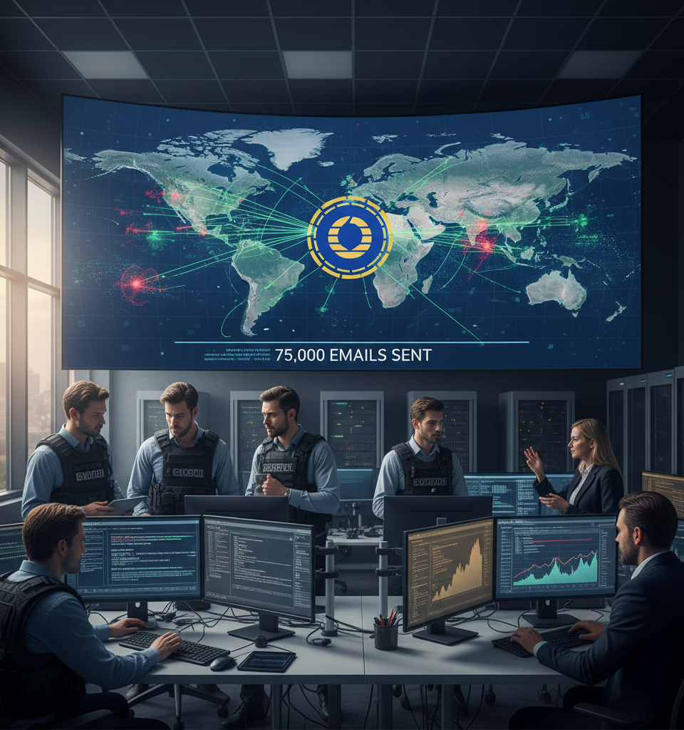 Europol Disrupts DDoS-for-Hire Market, Contacts 75,000 Potential Attackers in Landmark Cyber Operation — AI-generated illustration