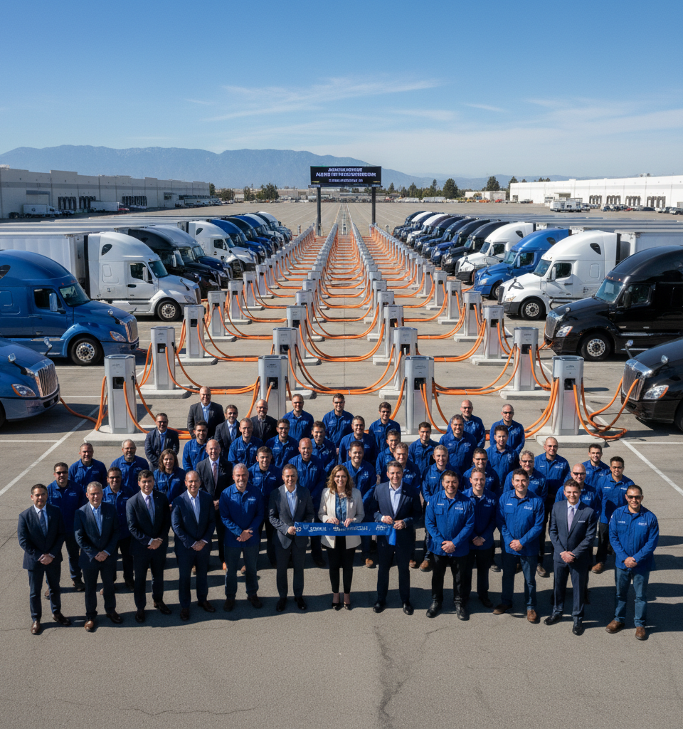 EV Realty Unveils Inland Empire's Megawatt Truck Charging Hub, Accelerating Fleet Electrification — AI-generated illustration