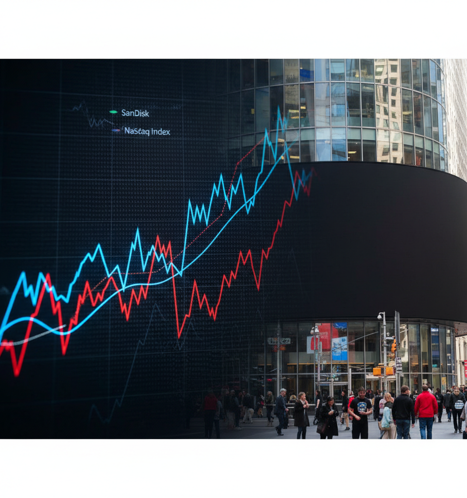 Examining SanDisk's Stock Performance Against the Nasdaq Index — AI-generated illustration
