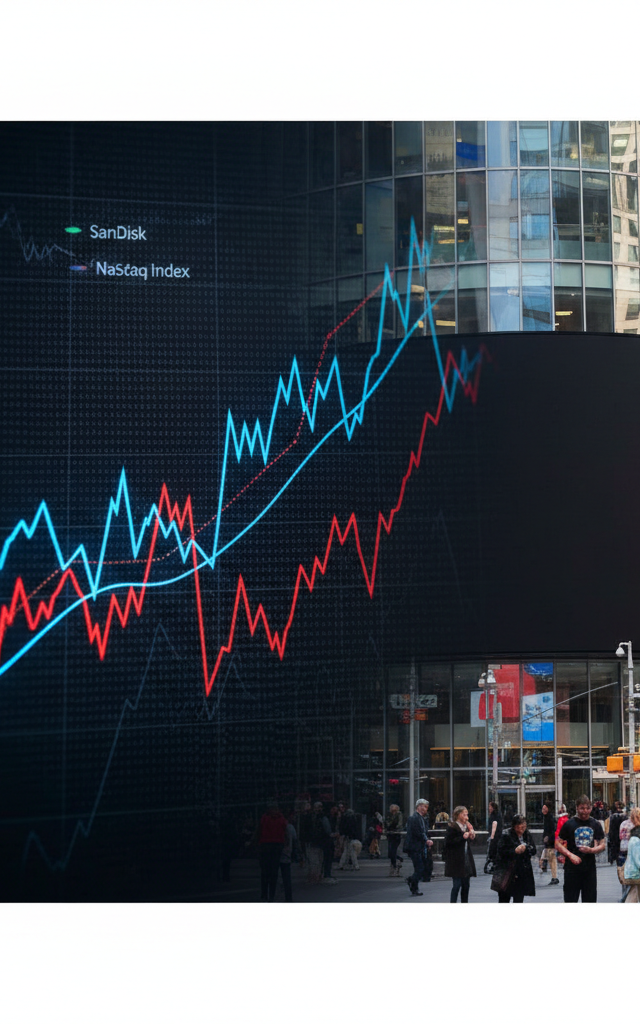 Examining SanDisk's Stock Performance Against the Nasdaq Index — AI-generated illustration