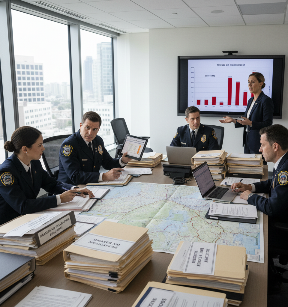 Federal Disaster Aid Delays Spark Concern: States Allege Political Bias in Unprecedented Wait Times — AI-generated illustration