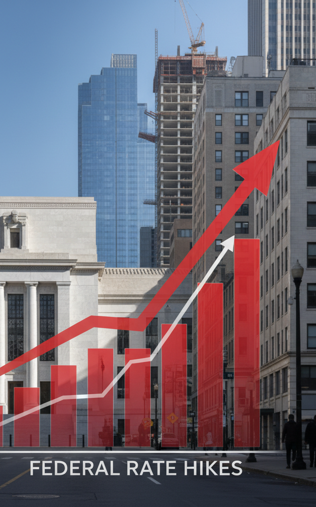 Federal Rate Hikes: Potential Impact on Real Estate Investment Through Year-End — AI-generated illustration