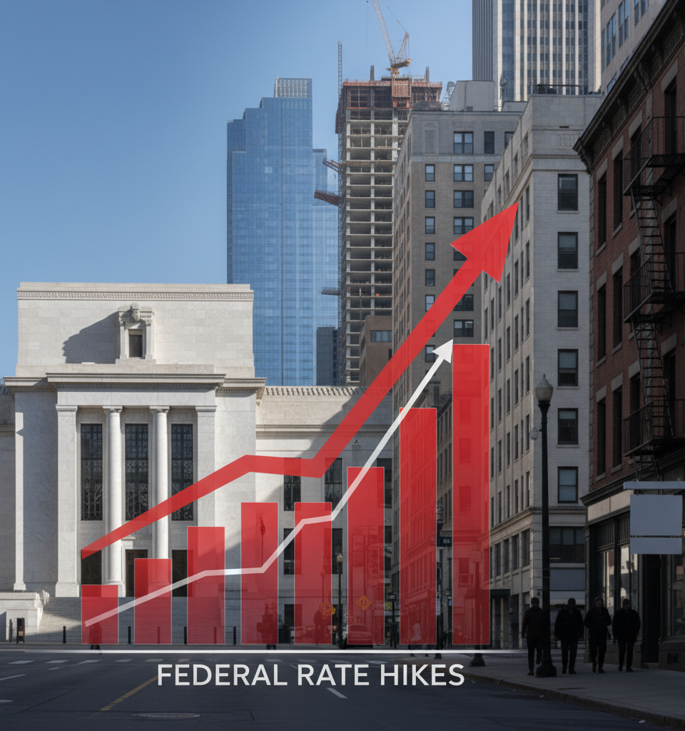 Federal Rate Hikes: Potential Impact on Real Estate Investment Through Year-End — AI-generated illustration