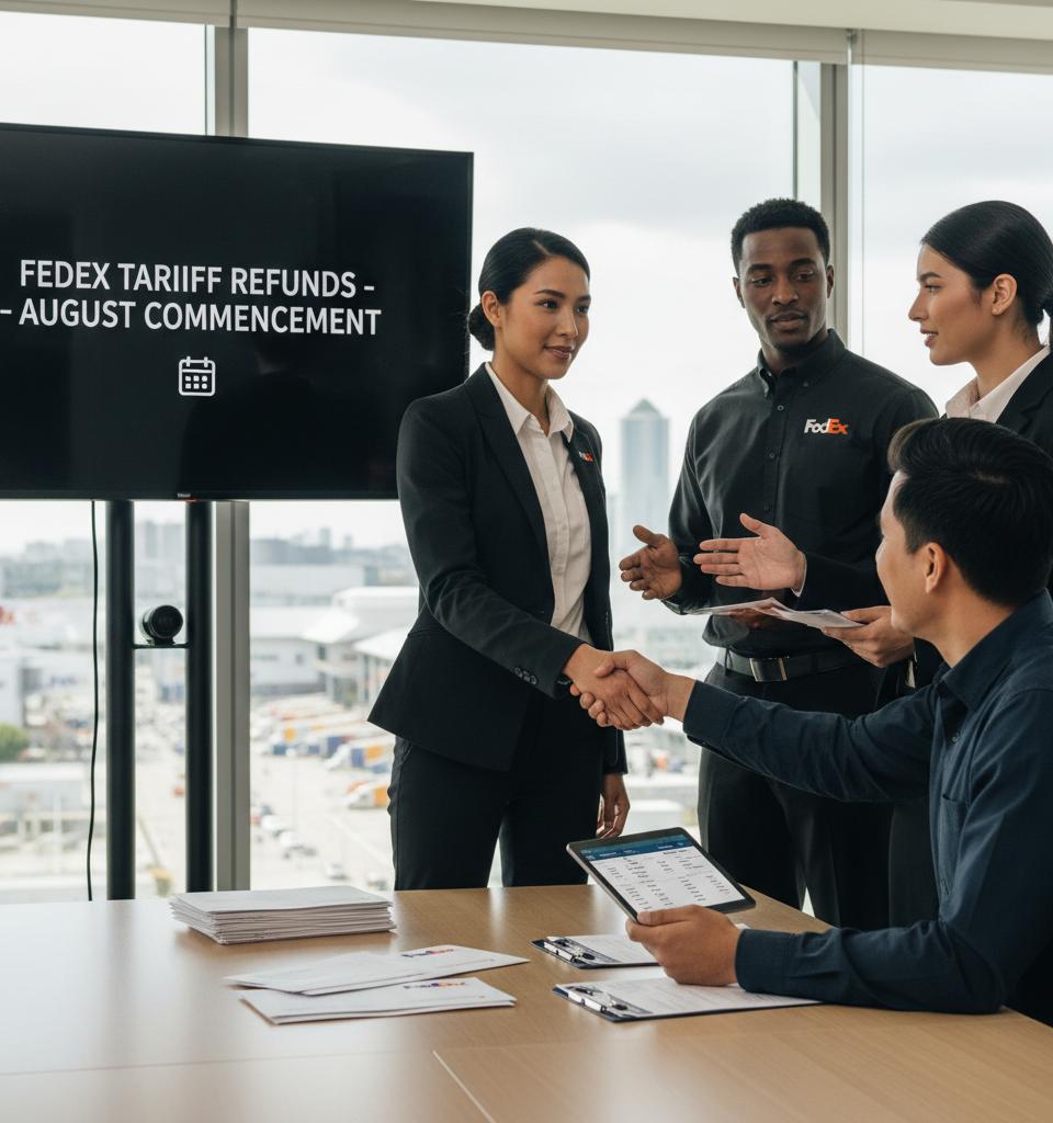 FedEx to Commence Tariff Refunds for Customers in August — AI-generated illustration