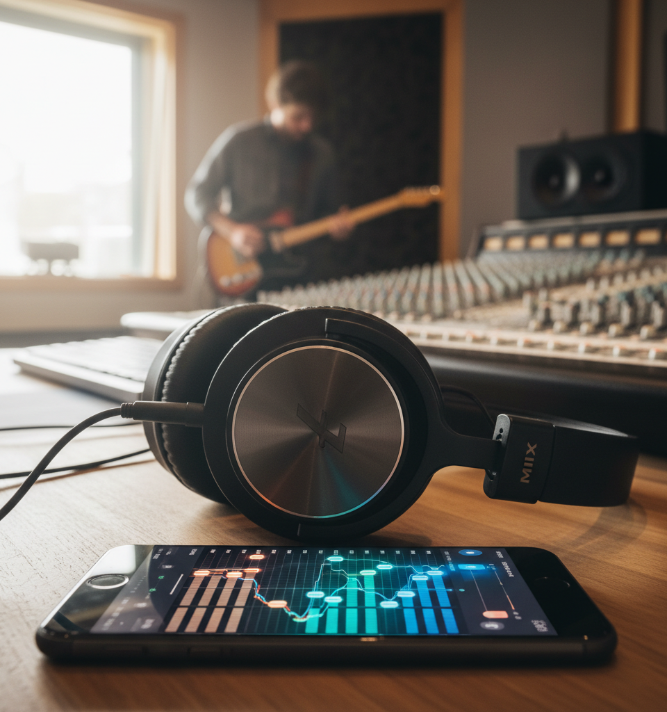 Fender Enhances MIX Headphones with Dedicated iPhone App for Audio Personalization — AI-generated illustration