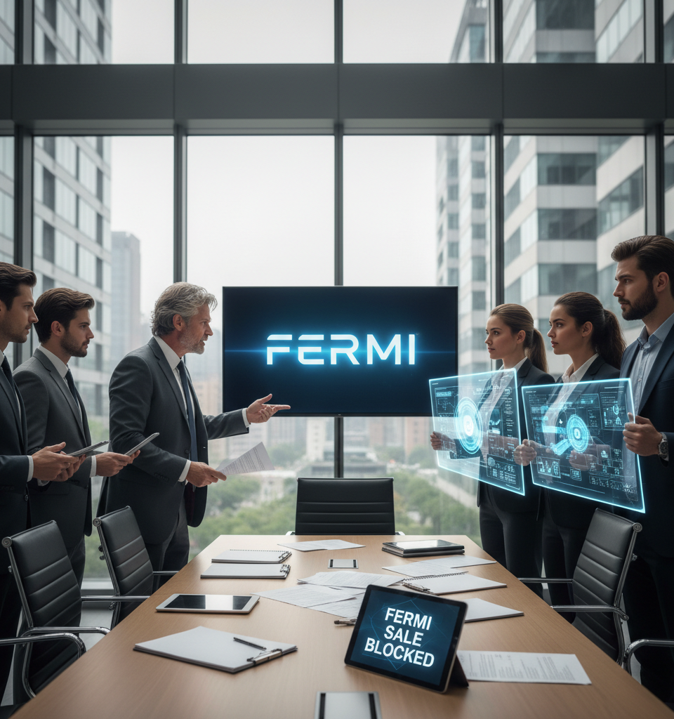 Feud between AI power startup Fermi and its fired CEO and top shareholder heats up over proposed sale — AI-generated illustration