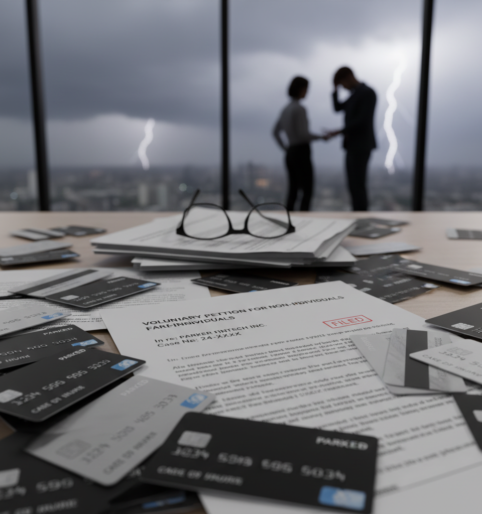 Fintech Disruptor Parker Collapses: Corporate Credit Card Startup Files for Bankruptcy Amid Market Turmoil — AI-generated illustration