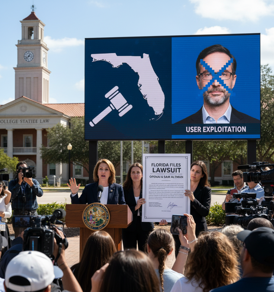 Florida Files Lawsuit Against OpenAI and Sam Altman Alleging User Exploitation — AI-generated illustration