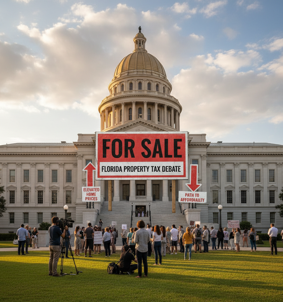 Florida's Property Tax Debate: A Path to Affordability or Elevated Home Prices? — AI-generated illustration