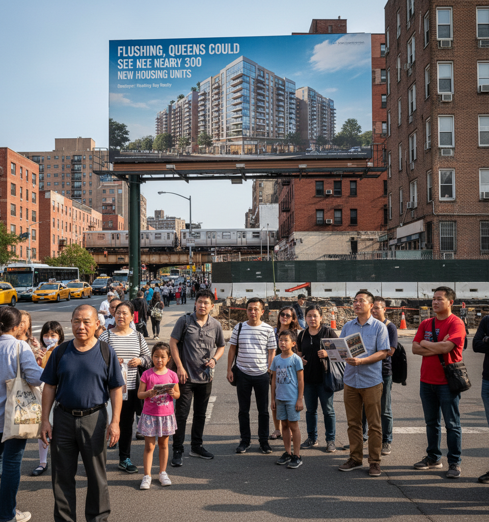 Flushing, Queens Could See Nearly 300 New Housing Units with Proposed 10-Story Development — AI-generated illustration